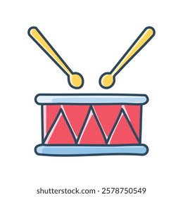 Drum flat color icon. Isolated vector illustration on white background.