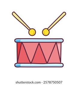 Drum flat color icon. Musical instrument. Pictogram for web page, mobile app, promo