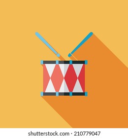 drum flat icon with long shadow,eps10