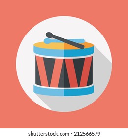 drum flat icon with long shadow,eps10