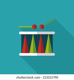 drum flat icon with long shadow,eps10