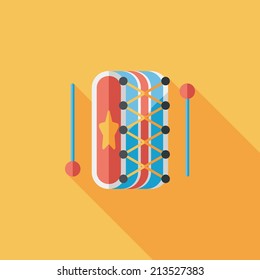 drum flat icon with long shadow,eps10