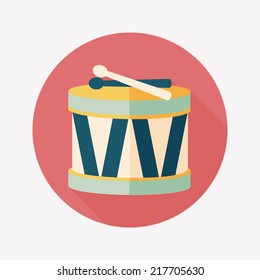 drum flat icon with long shadow,eps10
