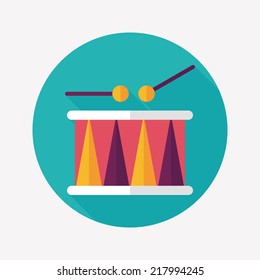 drum flat icon with long shadow,eps10