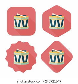 drum flat icon with long shadow,eps10