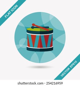 drum flat icon with long shadow,eps10