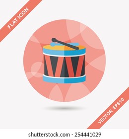 drum flat icon with long shadow,eps10