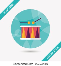 drum flat icon with long shadow,eps10