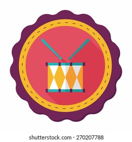 drum flat icon with long shadow,eps10