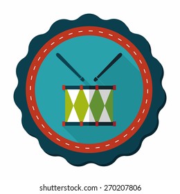 drum flat icon with long shadow,eps10