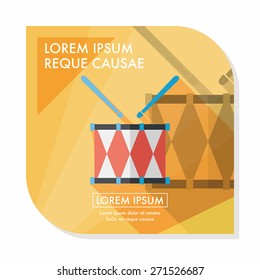 drum flat icon with long shadow,eps10
