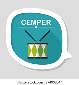 drum flat icon with long shadow,eps10