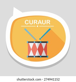 drum flat icon with long shadow,eps10
