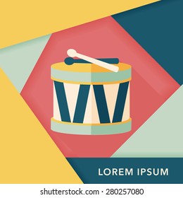 drum flat icon with long shadow,eps10