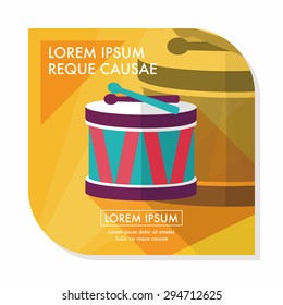 drum flat icon with long shadow,eps10