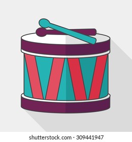 drum flat icon with long shadow,eps10