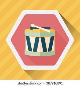 drum flat icon with long shadow,eps10