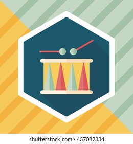 drum flat icon with long shadow,eps10