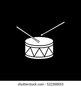 Drum Flat Icon On Black Background