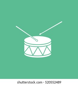 Drum Flat Icon On Green Background