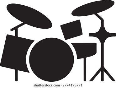 Drum flat simple vector icon. logo Vector Black silhouettes
