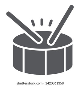 Drum glyph icon, music and beat, percussion instrument sign, vector graphics, a solid pattern on a white background, eps 10.