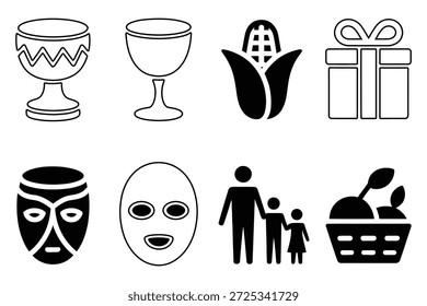 Cesta de la cesta de la familia de la máscara del regalo del maíz de la copa del tambor Vector
