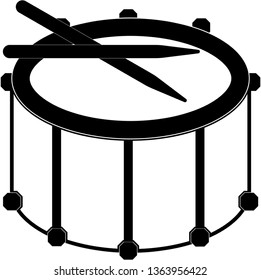 Drum. Hand drawn drum and drum sticks illustration.Drum icon sketch.