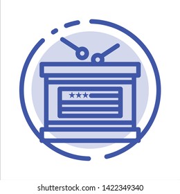 Drum, Holiday, Independence, Independence Day Blue Dotted Line Line Icon