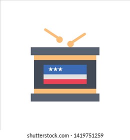 Drum, Holiday, Independence, Independence Day  Flat Color Icon. Vector icon banner Template