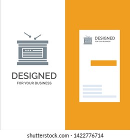 Drum, Holiday, Independence, Independence Day Grey Logo Design and Business Card Template