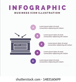 Drum, Holiday, Independence, Independence Day Solid Icon Infographics 5 Steps Presentation Background