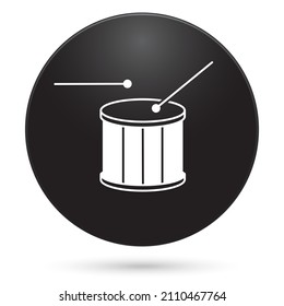 drum icon, black circle button, vector illustration.