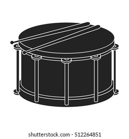 Drum icon in black style isolated on white background. Musical instruments symbol stock vector illustration