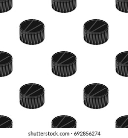 Drum icon in black style isolated on white background. Musical instruments symbol stock vector illustration.