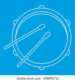 Drum icon blue outline style isolated vector illustration. Thin line sign