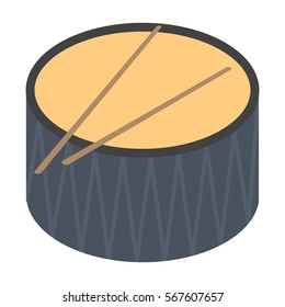 Drum icon in cartoon style isolated on white background. Musical instruments symbol stock vector illustration.