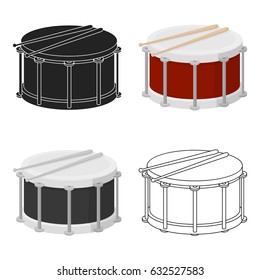 Drum icon in cartoon style isolated on white background. Musical instruments symbol stock vector illustration