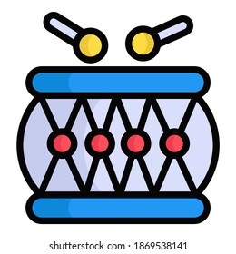 drum icon, Christmas and celebrations. Color Outline symbol collection. Editable vector Design