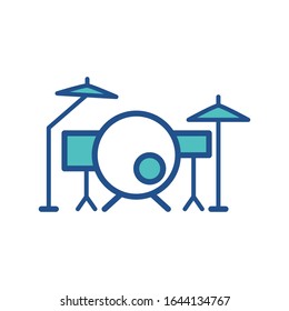 drum icon design, flat style icon collection