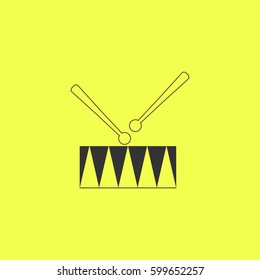 Drum icon flat. Black pictogram on white background. Vector illustration symbol and bonus button