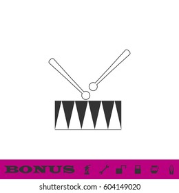 Drum icon flat. Black pictogram on white background. Vector illustration symbol and bonus button