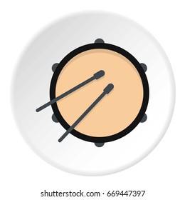 Drum icon in flat circle isolated on white background vector illustration for web