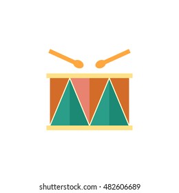 Drum icon in flat color style. Music percussion Christmas decoration celebration