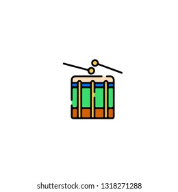 Drum icon, flat design line art thin style, vector illustration. Festive carnivals in Brazil and Mardi Gras in Venice