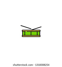 Drum icon, flat design line art thin style, vector illustration. Festive carnivals in Brazil and Mardi Gras in Venice

