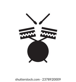 Icono de tambor. Diseño de señal plana de tambor.  Pictograma vectorial del símbolo del tambor. icono de interfaz de usuario de UX