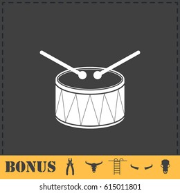 Drum icon flat. Simple vector symbol and bonus icon