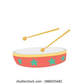 Drum icon Flat vector related icon  Vector illustration of flat toy drum isolated flat icon, hand drum, musical instruments, percussion, children drum vector, icon