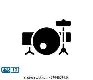 drum Icon in glyph style isolated on white background. EPS 10
